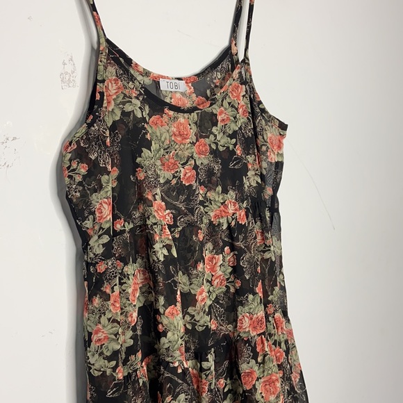 Toni Floral Sheer Multi Layered Beach Coverup Tank Dress - Picture 3 of 9